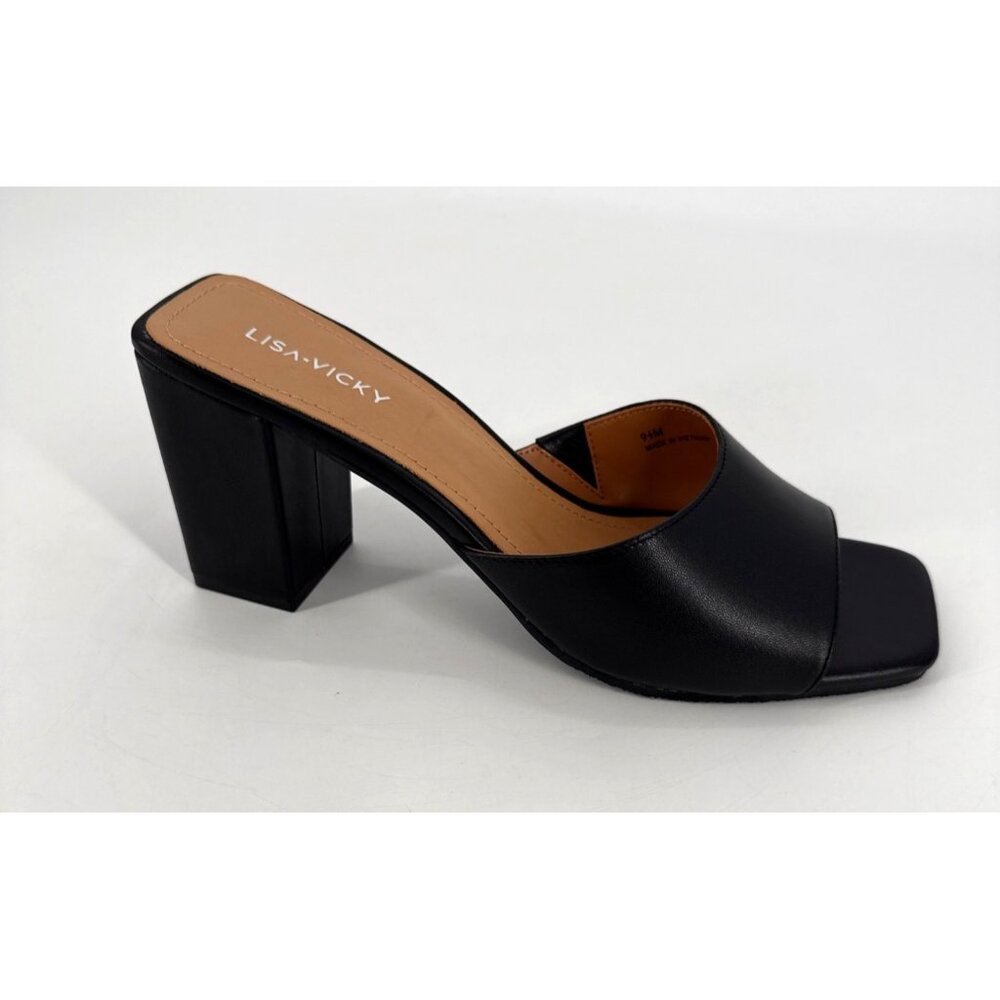 Lisa Vicky Womens Sandals Vital Black Nappa Open Toe Block Heel 9.5 - Picture 10 of 11